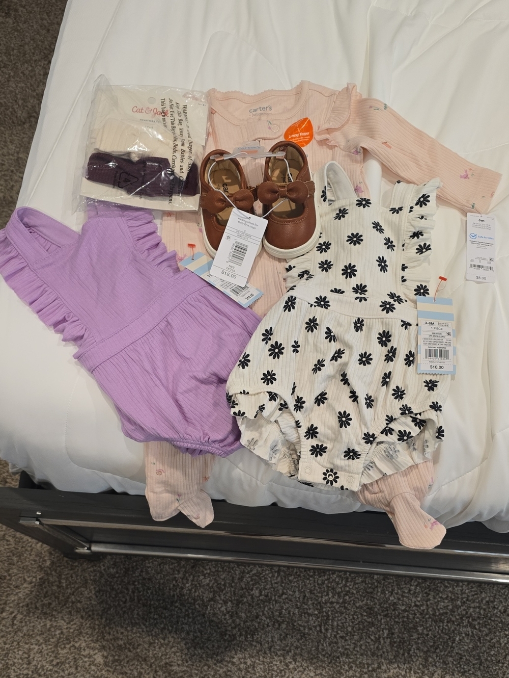Baby Girl Mixed Outfit Bundle - Lavender, Cream & Brown